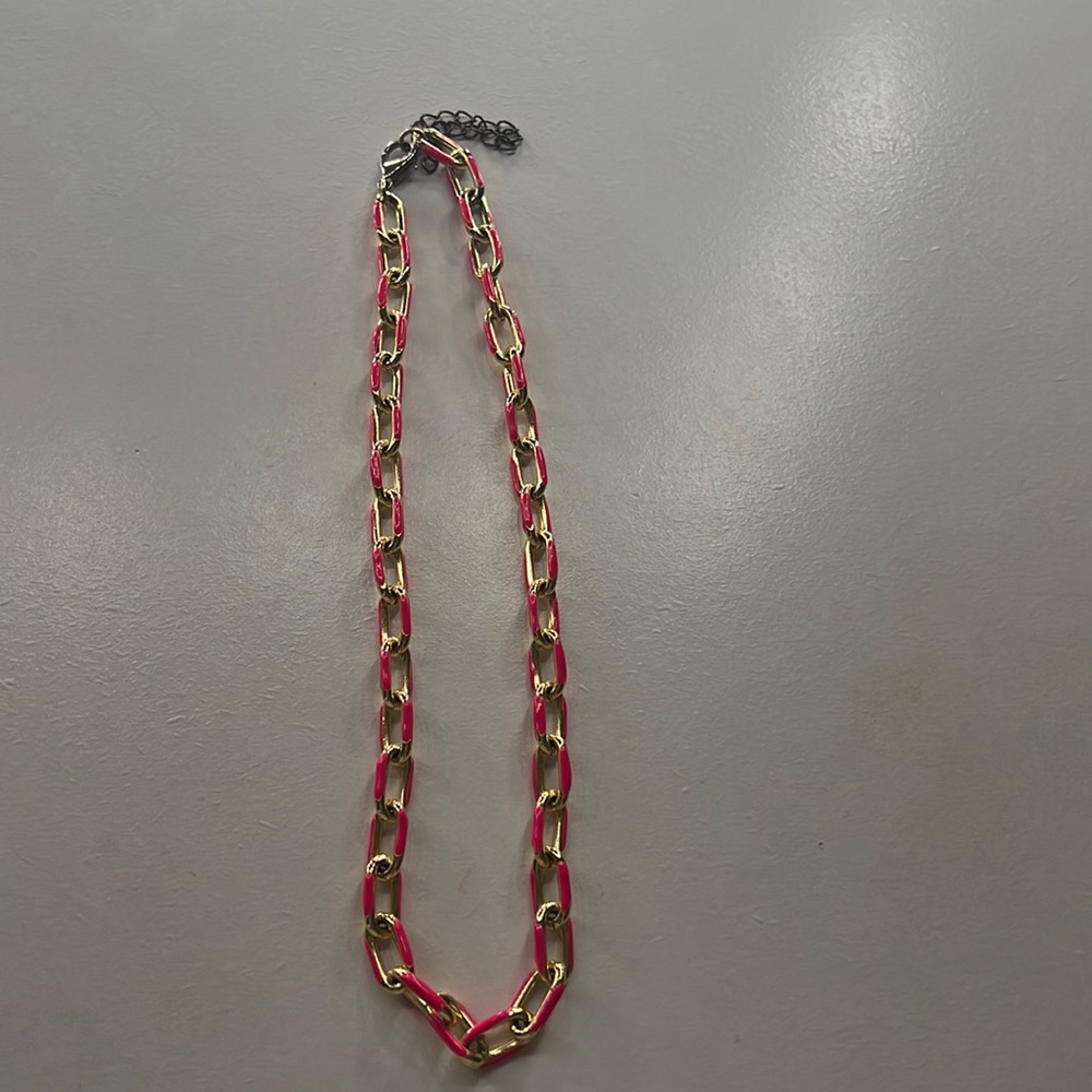 Pink and gold chain necklace